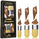 PinStone 3 Pack Professional Paint Brushes Set, 1", 1.5", 2" House Paint Brush, Premium Synthetic Bristles, Ergonomic Rubber Handle, Small Paint Brushes for Walls, Wood Stain, Cabinets, Chalk Paint