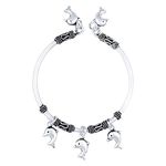 KUKSHYA 925 Pure Silver Charm Oxidised Dolphin Kada (Bangle Bracelet) for Girls & Women