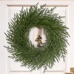 Dolicer 24 Inch Christmas Norfolk Pine Wreath for Front Door Real Touch Norfolk Pine Wreath Artificial Christmas Wreath Faux Pine Wreath for Windows Outdoor Christmas Decoration