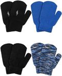 4 Pairs Toddler Knitted Mittens Stretch Gloves Unisex Baby Mittens Winter Warm Full Finger Toddler Gloves for Boys Girls (Cool Style)