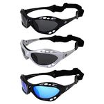 Three Pair Birdz Seahawk Polarized Sunglasses Floating Jet Ski Goggles Sport Kite-Boarding, Surfing, Kayaking, Two Smoke, One Blue Mirror Lens