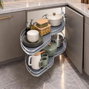 Cedvorae Blind Corner Cabinet Pull Out, 2-Tier Swing Tray Organizer