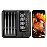 Smart Wireless Meat Thermometer with 4 Probes - WiFi/Bluetooth 5.4/Offline Modes - Truly Wireless Unlimited Remote Monitoring, WiFi Bluetooth Food Thermometer with Waterproof, 25min Fast Charging​