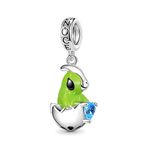 GNOCE Embraces Heart Gemstone Pendant Charm Sterling Silver Dangle Charm Bead Fit Bracelet/Necklace for Women Girls Wife Daughter (Eggshell Dinosaur)