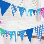 AMFIN® Party Bunting Flags Banner for Kids Room, Play School Decoration, Birthday party, Baby shower - Blue