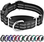 Hikiko Martingale Collar for Dogs Reflective Nylon Dog Collar with Quick Release Buckle Adjustable Training No Slip Dog Collars (Medium, Black)