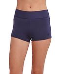 Nautica Women's Mid-Rise Flattering Wide Waistband Boy Leg Bikini Bottom Swimsuit, Deep Sea, X-Large