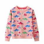 HSTiSan Toddler Girls Cotton Sweatshirt Pullover Sweater Little Kids Long Sleeve Crewneck Tops Tee, Pink Dinosaur/4T