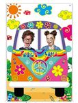 U-Vathing Hippie Bus Photo Prop Groovy Party Decorations, Fabric Two Groovy Van Prop Hippie Selfie Frame Backdrop, Background Banner Boho Party Decor Girl Daisy Party Decor 60's 70's Party Favors (B)