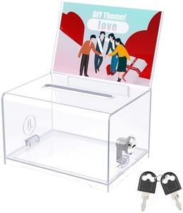 Uniclife Acrylic Donation Box with Lock and Sign Holder Clear Ballot Box with Slot Plastic Suggestion Box Storage Container for Fundraising Voting Charity Tip Collection, 6.2" x 4.7" x 4"