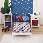 NoJo Marvel Spiderman to The Rescue Red, White, and Blue 2 Piece Toddler Sheet Set - Fitted Crib Sheet, and Reversible Pillowcase