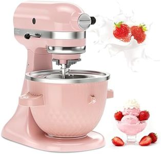 Ice Cream Maker Attachment for KitchenAid Stand Mixer, Ice Cream Bowl Fit for 4.5QT/ 5QT/ 6QT KitchenAid Stand Mixer, 2 Quart Sorbet Gelato Maker, Light Pink
