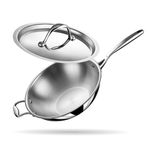 Stahl Artisan Triply Stainless Steel Wok with Lid, Deep Frypan Induction Base, Stir Fry Wok,Induction & Gas Stove Compatible, 3.3 L, 26 cm