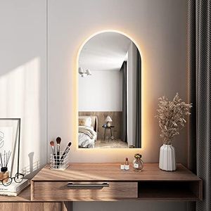 ELEGANT Vanity Mirror Light Arched Makeup Mirror with 3 Colour Light Touch Control Wall Mirror Anti Fog Smart Bathroom LED Mirror, 90 x 50 cm