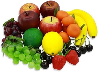 23 PCS Fake Fruit,Lifelike Realistic Faux Fruit Decor,Artificial Fake Fruits-Plastic Fruits for Decoration Include Fake Lemon Cherries Strawberry Apple Grape Banana for Wedding Christmas Halloween