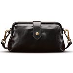 Premium Leather Retro Handmade Doctor Bag, Ladies Vintage Leather Purse Shoulder Purses Messenger Bag Dr Bag (Black)