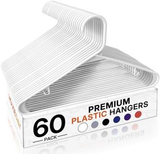 HOUSE DAY White Plastic Hangers 60 Pack, Clothes Hangers with Non Slip Hooks, Durable & Space Saving Coat Hanger, Light-Weight Clothing Hangers, Perfect Closet Organizer for Everyday Use