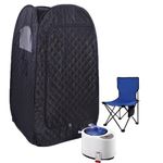 Foldable Portable Sauna Tent, Portable Sauna Box for Home with 1200w 3L Steamer, Folding Chair, Remote Control (Black)
