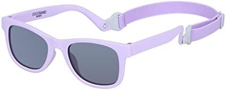 COCOSAND Flexible Polarized Baby Sunglasses with Strap UV Protection for Toddler Infant Newborn Girl Boy Age 0-24 Months, Bright Purple with Grey Lens