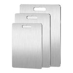 3 Pack Titanium Cutting Board | Stainless Steel Chopping Board | Double Sided Chopping Boards for Kitchens | Portable Steel Cutting Board Serving Tray Set for Meat, Veggies, Fruit