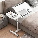 U&G Height Adjustable Laptop Computer Desk With Wheels,Mobile Workstation,PORTABLE Tilting Laptop Table Standing Desk For Home Office-White 60x40x89cm(24x16x35inch)