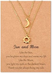 SUNSH Collier Soleil et Lune pour Femmes Adolescentes Filles Collier Maman Fille Colliers de Meilleures Amies Bijoux de Soeur Cadeaux d'Amitié pour Elle 2PCS Or