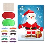 KUUQA Pin The Beard on The Santa Claus Christmas Party Games with 24 Beard Stickers for Christmas Decorations Xmas Gifts