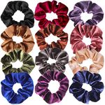 H&S Scrunchies Hair Bobbles Velvet 12pcs Hair Bands Elastic Hair Ties Hairbands Ponytail Holders Set for Women Girls Thick Hair