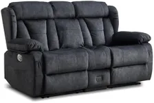 WISHDEER Loveseat Recliner Sofa, RV Recliner Couch, Manual Reclining Loveseat with Console for Living Room, Home Theater Seating with AC/USB C/USB and Drawer (Grey, Loveseat with Console)