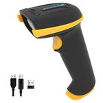 Tera Barcode Scanner Wireless Versatile 2-in-1 (2.4Ghz Wireless+USB 2.0 Wired) with Battery Level Indicator, 328 Feet Transmission Distance Rechargeable 1D Laser Bar Code Reader Handheld 5100 Yellow