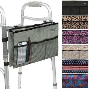 Vive Walker Bag - Accessories Wheelchair Basket Pouch (Water Resistant) - Seniors Caddy Accessory Attachment for Folding, Rolling Walkers - Carry Storage Carrier Tote - Lightweight, Universal Size