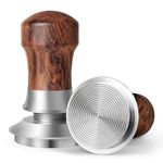 HOLIHOKY Coffee Tamper 58mm, Tamper Tool with Spring Loaded, Espresso Tamper with 304 Stainless Steel Threaded Base, Solid Wood Handle