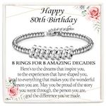 KORAS 80th Birthday Gifts for Women, Birthday Bracelet Gifts for 80 Year Old Women, 80th Birthday Presents for Mum Daughter Grandma Friend Sister