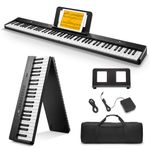 Donner DP-10 Portable Piano Keyboard 88 Keys for Beginner, Bluetooth Foldable Piano Keyboard with 88 Key Full Size Keyboard, Chord, Record, Folding Digital Piano Bundle with Pedal, Piano Bag, Black