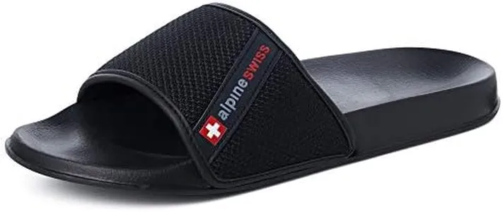 Alpine Swiss Mens Athletic Comfort Slide Sandals Black