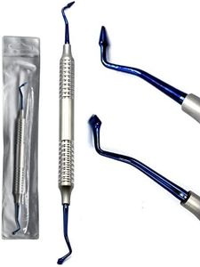 MuskalMed Dental Composite Posterior Burnisher Filling Instrument Duckhead for Posterior Placing, Packing and Contouring Composite Double Ended with Hollow Handle(Titanium Coated Blue)