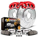 Power Stop KC1890A-36 Rear Z36 Truck and Tow Brake Pads with Calipers and Drilled and Slotted Brake Rotors Kit For Ford Excursion F-250 Super Duty F-350 Super Duty SRW