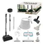 Vacuum Specialists Pet Care INTENSE Central Vacuum Electric Power Nozzle Accessory Kit | 30 Feet 3-Way Switch Premium Hose | Telescopic Wands with Deluxe Cleaning Kit | Designed to Fit All Central Vacuum Brands such as Beam, Electrolux, Kenmore, Canavac, Nutone, Vacuflo, DuoVac, Husky, and More | - FREE HOSE COVER -