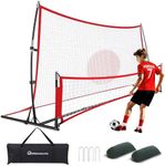 WARMOUNTS 2-in-1 Soccer Rebounder Net, 6x4.7ft Dual-Sided Soccer Trainer for Shooting & Passing Practice, Portable Soccer Kickback Net with Metal Stakes & Carry Bag for Kids/Adults