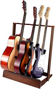 SNIGJAT Guitar Stand for Multiple Guitars (6 Electric or Bass, or 4 Acoustic Guitars), Wood Guitar Rack for Home, Studio, Guitar Display Rack Stand, Foldable Floor Guitar Holder, Guitar Gift for Men