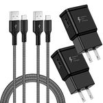 Adaptive Fast Wall Charger and 6.6Ft USB Type C Nylon Braid Cable Fast Charging for Samsung Galaxy S21 S20 S8 S9 S10 S10e/A14/A34/A51/Note 8 9 10 Plus, LG G6 G7 V20 & Other Smartphones (2 Pack)