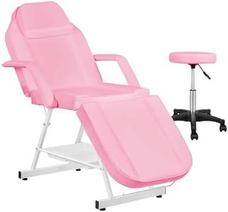 Versatile Multi-Functional Beauty Bed: MAX 185CM Portable 3 Folding Massage Table with Chair for Salon and Home Therapy Sessions (Pink)