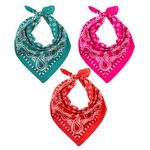 LOVARZI Bandana For Men & Women - Red, Pink, Teal Set of 3 Bandanas - Hair Headband Cotton Tactical Travel and Sports Gear