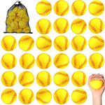 50 Pack 2.5 Inch Mini Softball Stress Ball Foam Sports Balls Party Favor Tiny Baseball Toys for Adults Teens Stress Relief Gift Bag Fillers School Carnival Reward Ball Games, Yellow