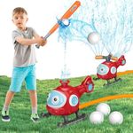 Water Spray Sprinklers, 2 in 1 Outdoor Airplane Sprinklers T Ball Set for Kids, Sprays Up to 8ft High with 2 Sprinkler Heads 360° Roating Spray for Boys Girls