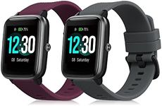 kwmobile Straps Compatible with Willful Fitnesstracker/Smartwatch Straps - 2x Replacement Silicone Watch Bands - Grey/Violet