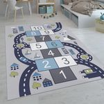 Paco Home Kids Rug, Play Mat Playroom Rug, Animals Roads Cars Maps Treasure Hunt Pirates, Size:100x200 cm, Colour:Grey