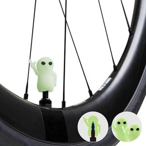 BONE Tire Character Valve Stem Cap, Silicone Washable Tire Valve Caps, Corrosion Resistant, Universal Stem Covers for Bikes, Cars, Trucks, Motorcycles, and SUVs 2pcs Fluorescent Alien