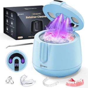 UMPOPO Ultrasonic Retainer Cleaner Machine 48kHz, Dental Cleaning Pod, Ultrasonic Retainer Cleaner for Dentures, Aligners, Mouth Guards, Toothbrush Heads and Jewelry with 200ML Capacity, LAB Supply