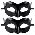 GWAWG 2PCS Masquerade Mask Black,masquerade masks men,Halloween Venetian Adult Masquerade Masks, Black Mardi Gras Mask